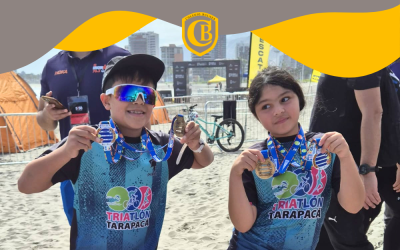 Estudiantes Pía Arenas y Clemente Castillo de 4° Básico A obtuvieron tercer lugar en el Triatlón Kids Challenge